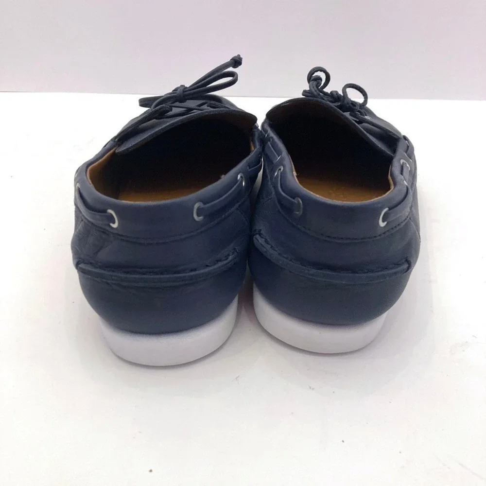 Aerosoles Barita Boat Shoes Navy Blue Leather Slip On Womens 8.5 M Comfort
